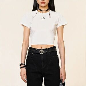 Korean style White cross crop top size S